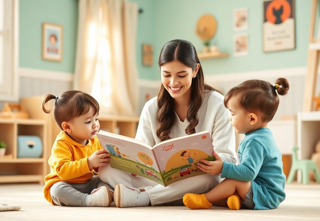 Educatoare citind o poveste